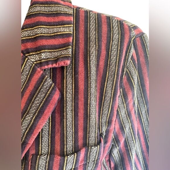 Free People B-Line Blazer Velvet Striped Button Pockets Burgundy Red Size S - Picture 4 of 15